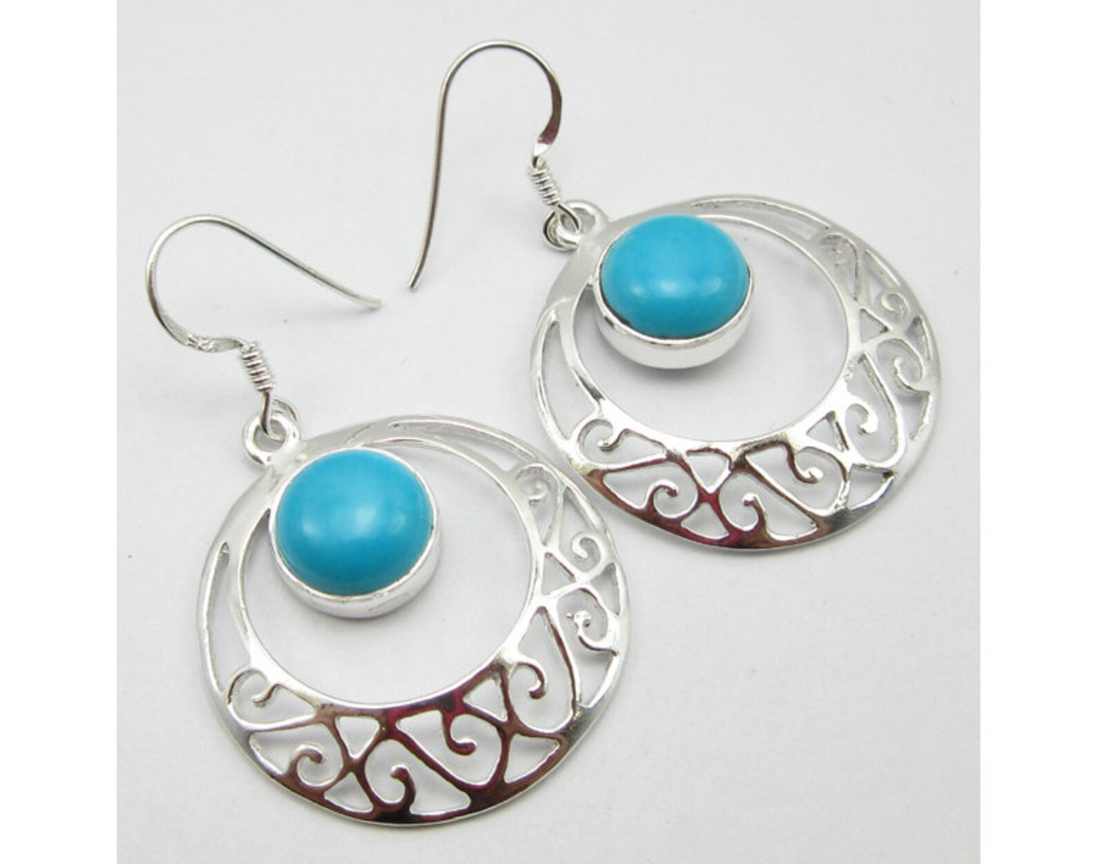 Blue Color Gemstone 925 Solid Silver Natural ROUND TURQUOISE - Etsy
