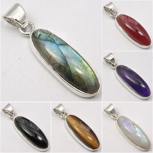 LABRADORITE Pendant 1.3" | 925 Sterling Silver Fashion Jewelry | Handcrafted | Multiple Gemstones | Gift For Wife | Bijoux | Wholesale Price