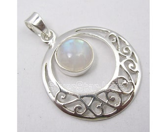 Big Celtic Pendant |  RAINBOW MOONSTONE 925 Solid Handmade Jewelry 1.5" | Mens And Womens Silver Fashion | Tax Day Shopping Deals