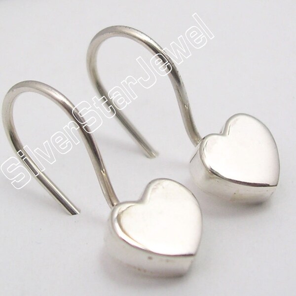 Heart Shape Earrings 0.7" | 925 Solid Sterling Silver | Metalwork Jewelry | Thank You Day Gift | Factory Direct Item | From SilverStarJewel