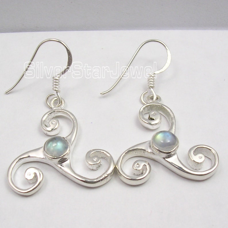Real Stone Jewelry Set 925 Silver Rainbow Moonstone Earrings Etsy