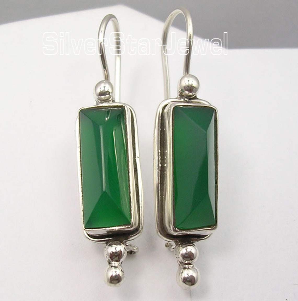 Amazing 925 Stamp Sterling Solid Silver Natural GREEN ONYX - Etsy