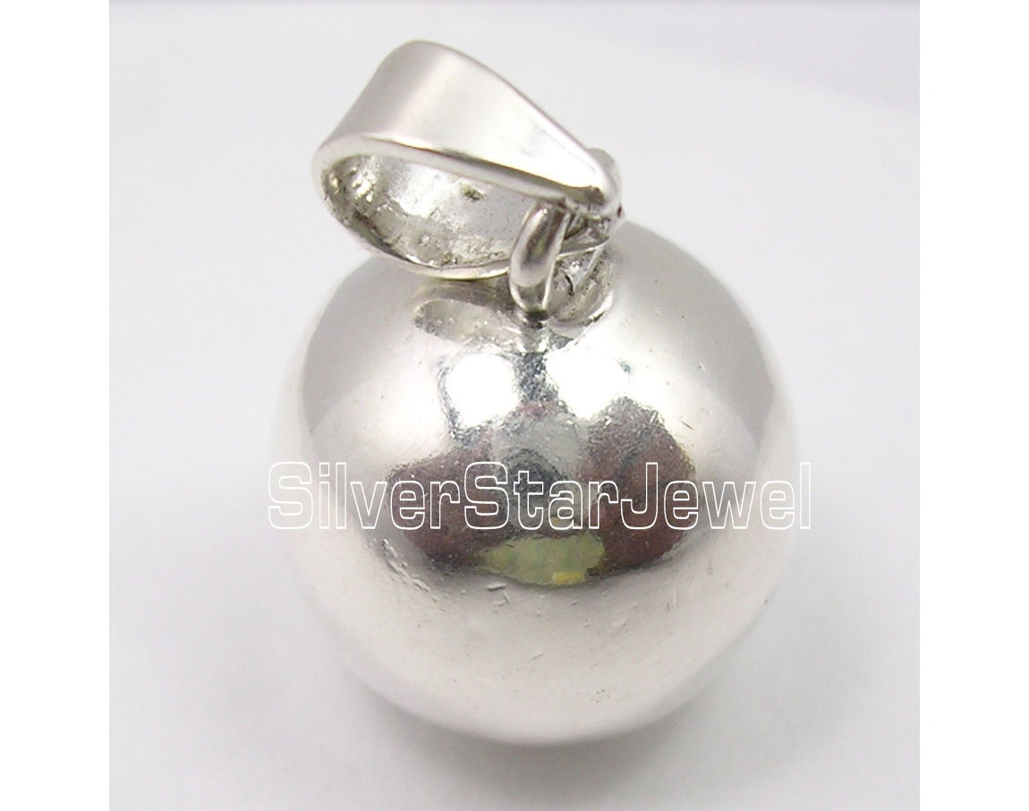 Ball Necklace Pendant ,16 Mm 925 Sterling Silver, Sphere High