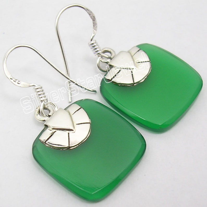 Jewellery Set 925 Silver Rare GREEN ONYX Earrings Pendant Decorative Brand New Accessories Trendy Bijoux Exclusive Jewelry Art Collection