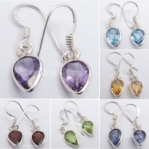 925 Sterling Silver AMETHYST Earrings 1.1" | Real Stone Jewelry | Mother's Day sales | Color Variations | Ladies' Collection | Brand New