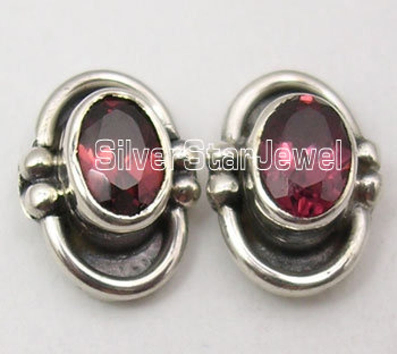 Stamped 925 Solid Silver Natural GARNET Red Color Beautiful Hot Selling Stud Earrings 0.4 Indian Jewelry STORE World Class Gift For Wife