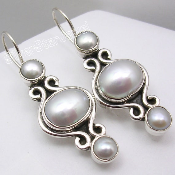 silverstarjewel Beautiful Jewelry Sets for Teen Girls' 925 Silver White Pearl Ethnic Earrings Pendant Antique Jewellery Collection Affordable Wedding Bijoux