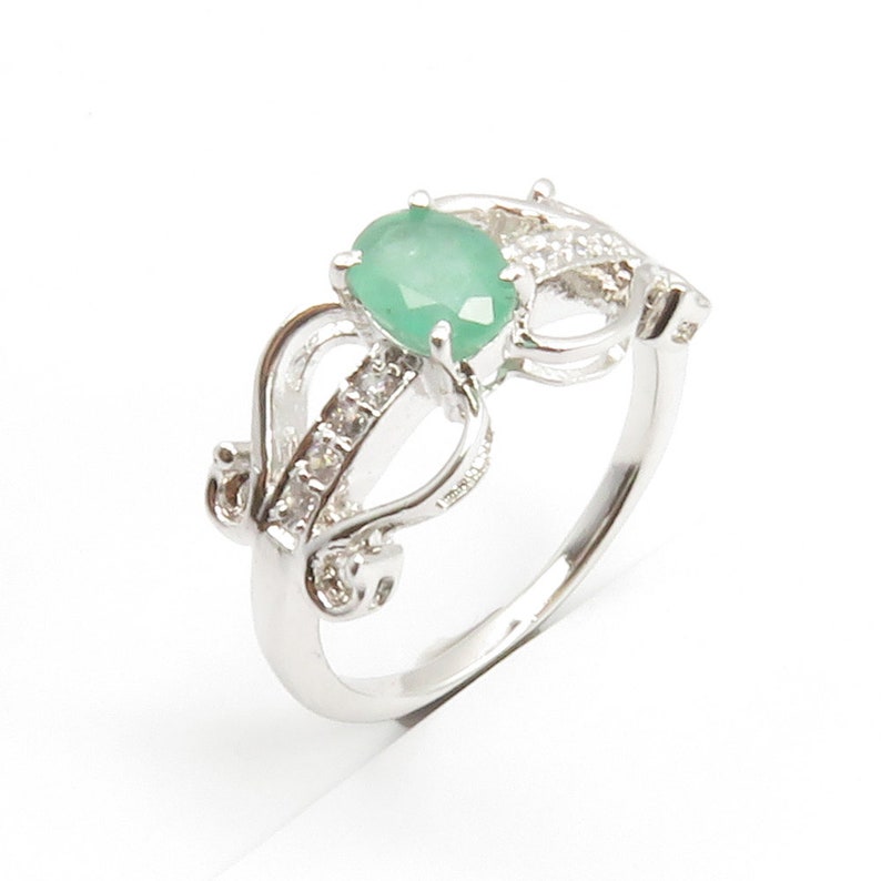 Solid Sterling Silver Rare EMERALD /& Cubic Zarconia Ring Sz 7.75 Pendant Gem Jewelry SETS Earrings 925 Huge AAA Grade High End Jewellery