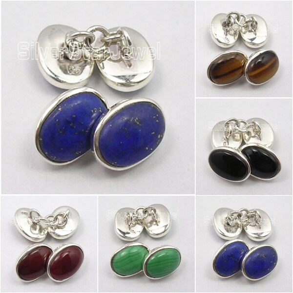 Boutons de manchette LAPIS POUR HOMMES 0.6 "| Bijoux en pierre de en argent 925 | Cadeau de Noël | Choisir une couleur | Black Friday