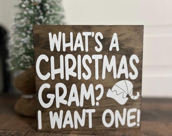 ¿Qué es un "Christmas Gram"? Letrero de madera "I Want One", película Elf, Buddy el Elfo, letrero navideño de madera, cita de la película Elf, decoración navideña para el hogar