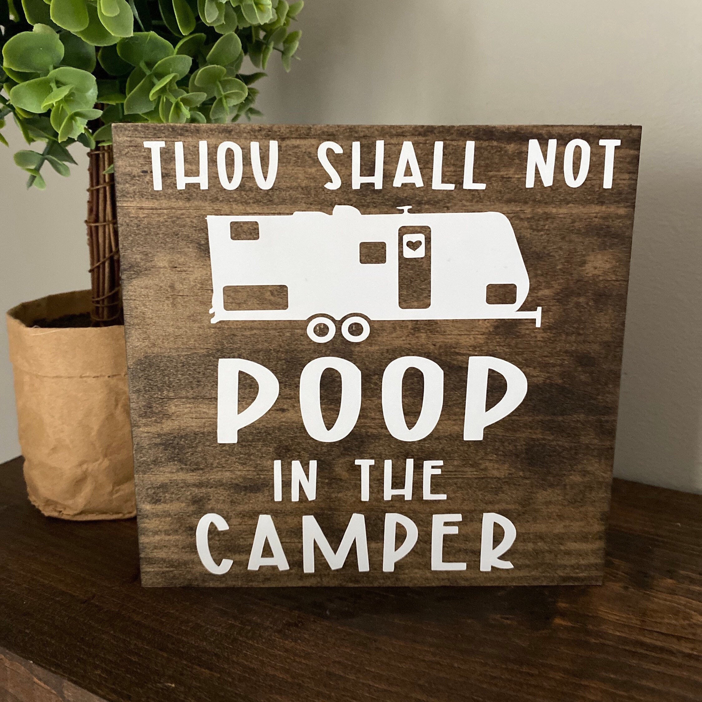 Thou Shall Not Poop in the Camper Wood Sign Bathroom RV Etsy Australia