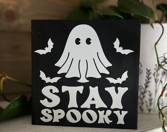 Letrero de madera de Halloween con temática de otoño espeluznante / Letrero de madera divertido / Letrero de humor / Letreros de madera de Halloween / Letreros de otoño / Letrero fantasma hecho a mano, decoración de otoño