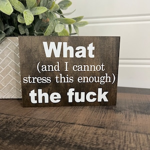 What (and I cannot stress this enough ) the fuck.. Office Sign -funny desk quotes - funny work decor - mini desk signs-office cubicle- work