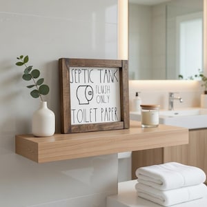 Septic Tank Flush Only Toilet Paper Wooden Sign, Septic System, toilet paper, bathroom decor, please flush only wood sign