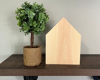 Unfinished Wood House Shape / Make Your Own Wooden Sign / Wooden Blocks / Wood Block House / Large House Shape / DIY