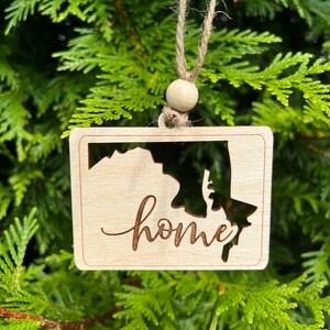 Home Wood State Ornament / Laser cut wood Christmas Ornament / Wooden Gift Tag / Holiday Gift / State Pride Ornaments / All 50 State