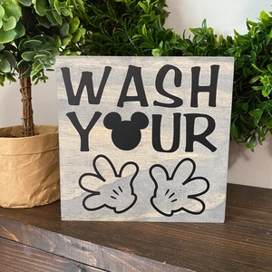 Wash Your Hands Wood Sign - Farmhouse Kitchen - Farmhouse Decor shelf sitter-Kids Bathroom Sign