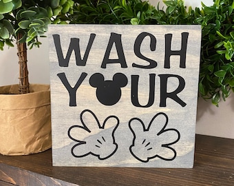 Wash Your Hands Wood Sign - Farmhouse Kitchen - Farmhouse Decor shelf sitter-Kids Bathroom Sign