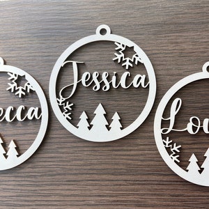 Christmas hanging ornament, tree decoration with name, family names, Great gift ideas for grandparents, teacher gift, class gifts, wooden