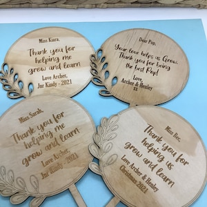 Teacher educator wooden planter , thank you for helping me grow and learn, teacher gift 2024