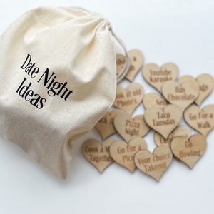 San Valentín, Cumpleaños, Cita nocturna, ideas de 15 piezas con bolsa de calicó