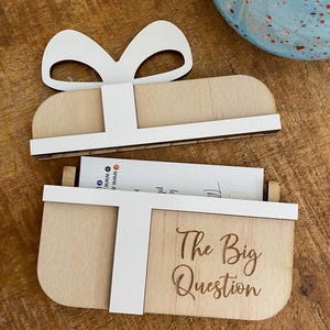 Tarjetero de madera personalizado, mensaje grabado personalizado, caja de regalo para mensajes, caja de propuesta, tarjetero, anuncio de embarazo