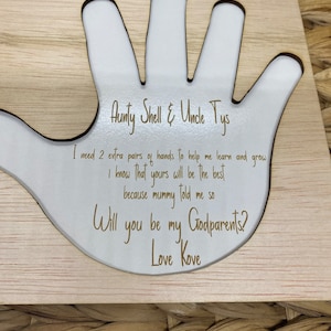 Will you be my godparents, godparent proposal, handprint, Mummy, Daddy, Mummy & Daddy, Aunty Uncle, godparent gift, godmother, godfather