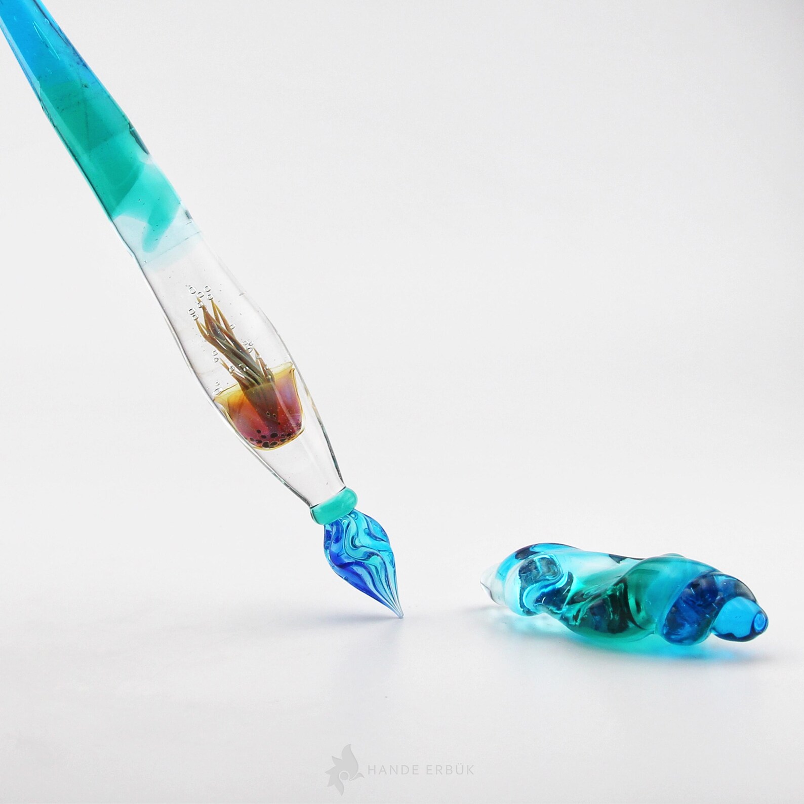 Visual Reference: Glass Dip In Pen Jellyfish Ocean Themed Handmade Glass Art