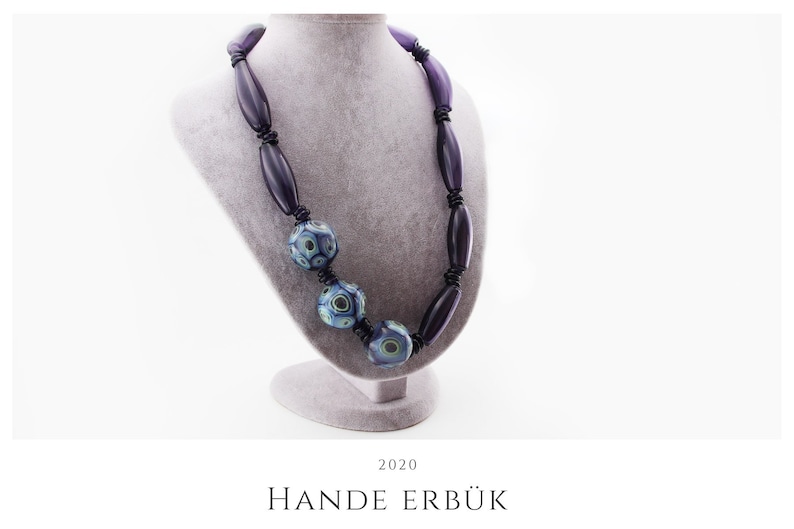 Handmade Glass Lampwork Hollow Beads Necklace