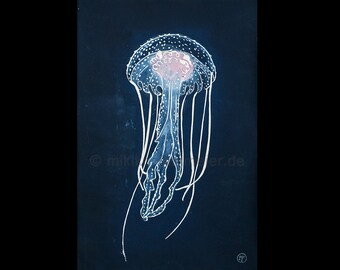 Linocut jellyfish