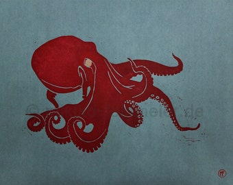 Linocut Octopus
