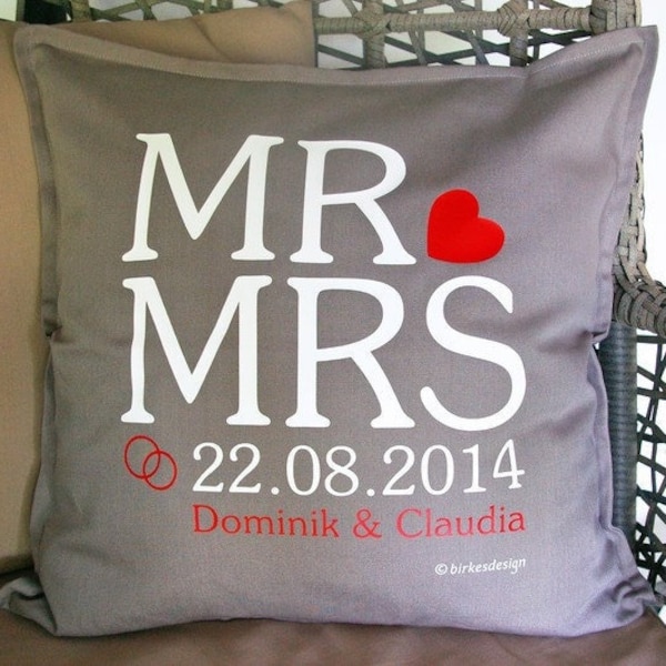 Kissen individuell bedruckt "Mr & Mrs" 50x50