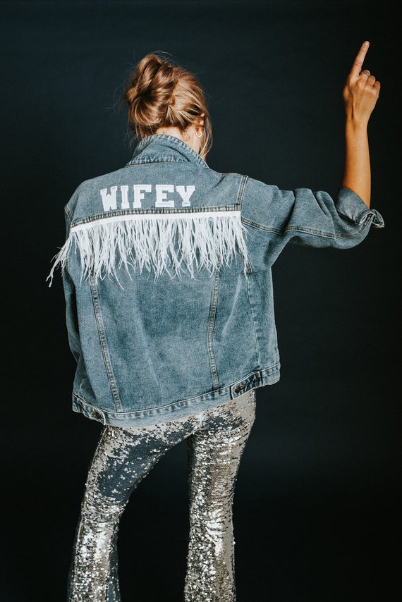 PERSONALISED Feather Denim Jacket 