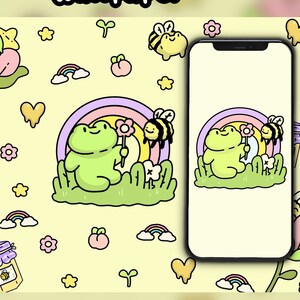 Bee & Frog wallpaper set - Phone - Tablet - Desktop - Froggy pattern - Home screen