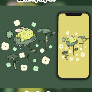 Clover Field Frog wallpaper set - Phone - Tablet - Desktop - Froggy pattern - Home screen