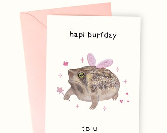 Grumpy Frog Birthday Card  - Frog Lover Birthday Greeting Card