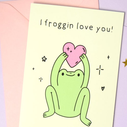Anniversary Friendship Frog Card I Froggin Love You Cute - Etsy