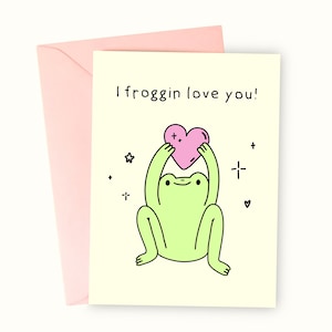 Verjaardag Vriendschap Kikker Kaart - I Froggin Love You - Cute Froggy Gesture - Frog Lover Celebration Wenskaart