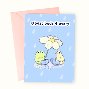 best buds 4 eva - Nim n' Puddle - Biglietto d'amore per l'amicizia - Biglietto d'auguri per l'amante della rana