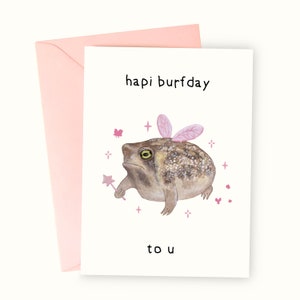 Grumpy Frog Birthday Card  - Frog Lover Birthday Greeting Card