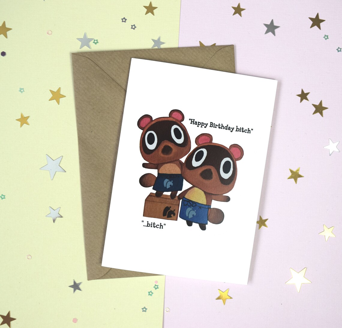 Animal Crossing Happy Birthday Card Timmy and Tommy Greeting Etsy