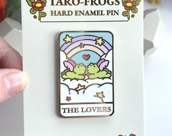 Tarot Frogs - The Lovers -  Friendship Gift - Hard Enamel - Gold Metal - Frog Pin - Silly - Cute - Novelty - Collector's Item