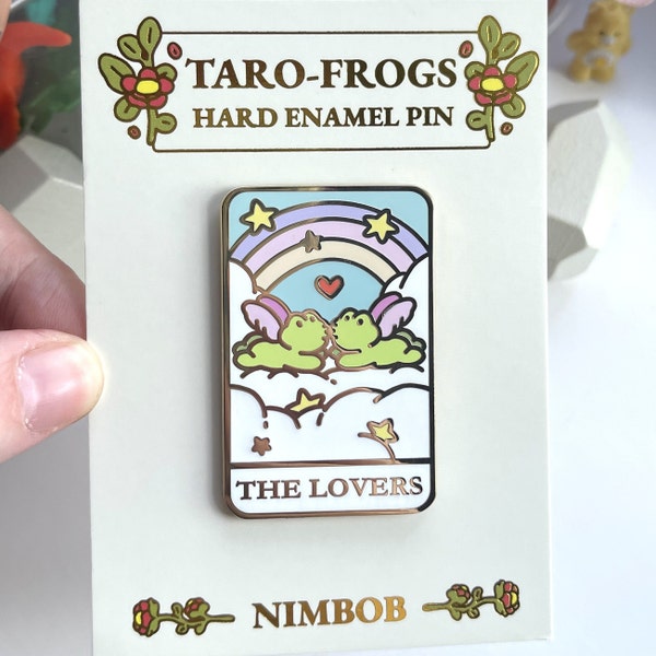 Tarot Frogs - The Lovers -  Friendship Gift - Hard Enamel - Gold Metal - Frog Pin - Silly - Cute - Novelty - Collector's Item