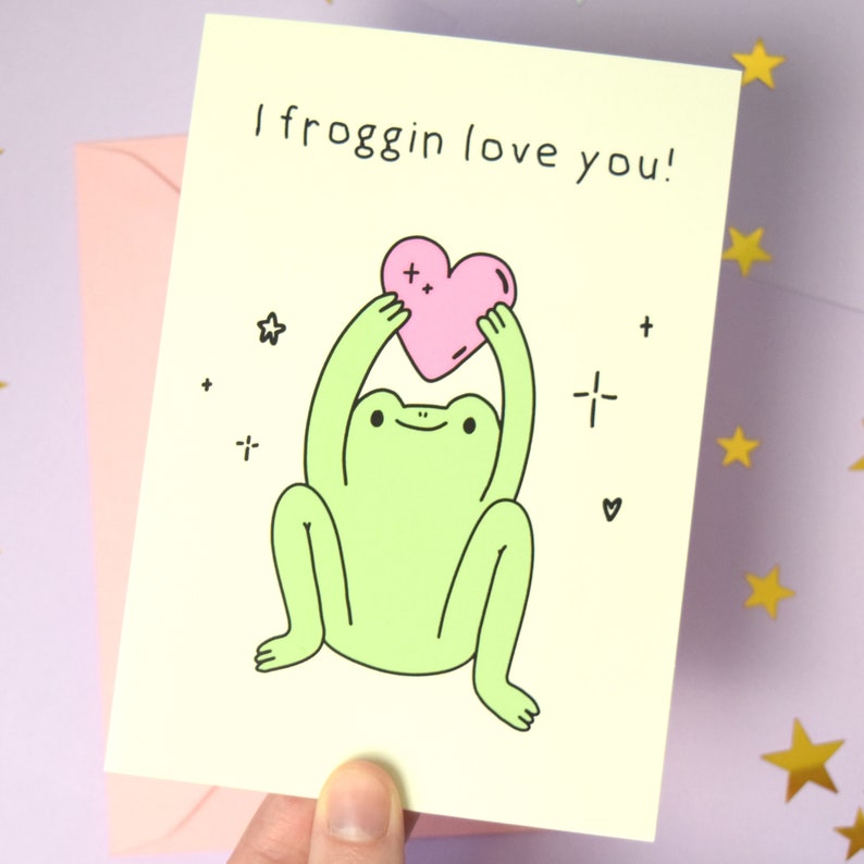 Anniversary Friendship Frog Card I Froggin Love You Cute - Etsy