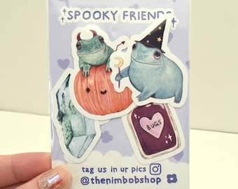 Spooky Frogs stickers pack of 5 - Frog Lover sticker set - Sketchbook cover Laptop stickers