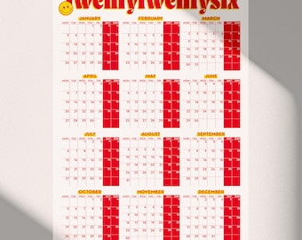 2026 Annual Calendar – Pizza Style Wall Calendar in Retro Look | DIN A1, A2 or A3 Poster | KiezArtLab Design