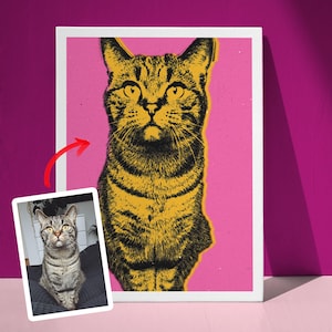 Retrato colorido personalizado de pop art para animais de estimação, retrato de cachorro personalizado, pop art a partir de foto