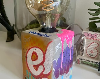 Street art concrete lamp in graffiti style – Urban art table lamp, graffiti light made of concrete, graffiti lamp, skatepark