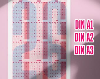 2026 Year Planner – Poster in Riso Style | Wall Calendar DIN A1 / A2 / A3 | Minimalist Graphic Design