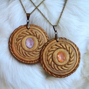 Medieval necklace polymer clay and crystal &quot;Ondalis&quot;: handmade medieval jewelry